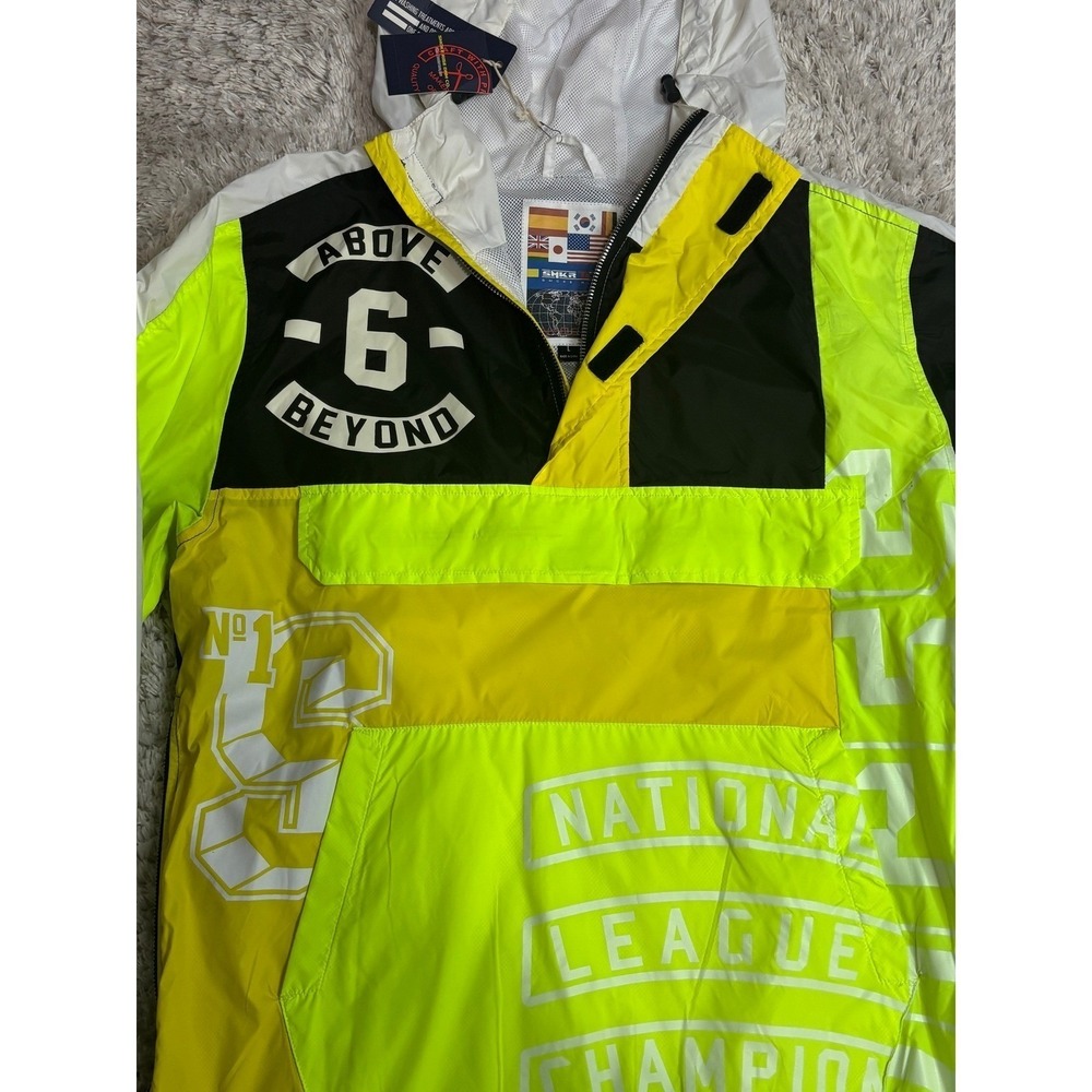 Smoke Rise Mens National League Champion Anorak Windbreaker Neon Yellow Black L